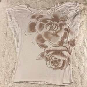 flowy cream top w dusty pink and shimmery roses